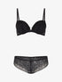 Ensemble soutien-gorge et culotte ajouré et bijou - Noir - 1