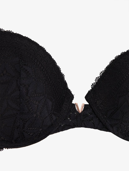 Ensemble soutien-gorge et culotte ajouré et bijou - Noir - 3