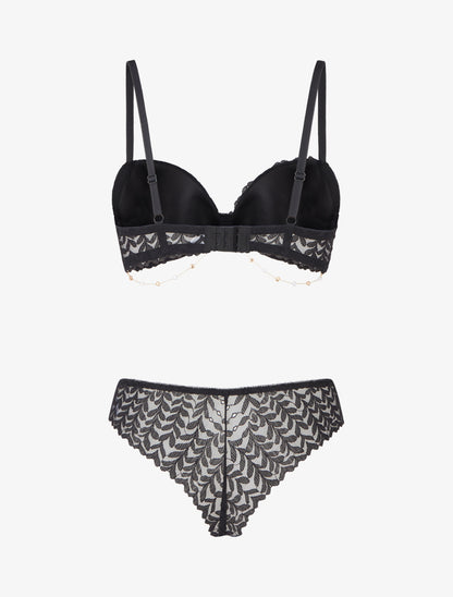 Ensemble lingerie à bijou coeurs - Noir - 2