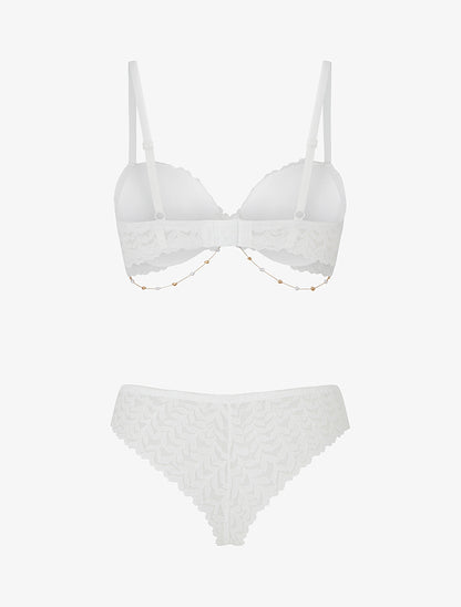 Ensemble lingerie à bijou coeurs - Blanc - 2