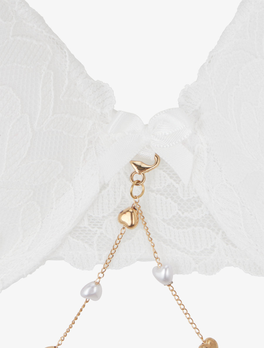 Ensemble lingerie à bijou coeurs - Blanc - 3
