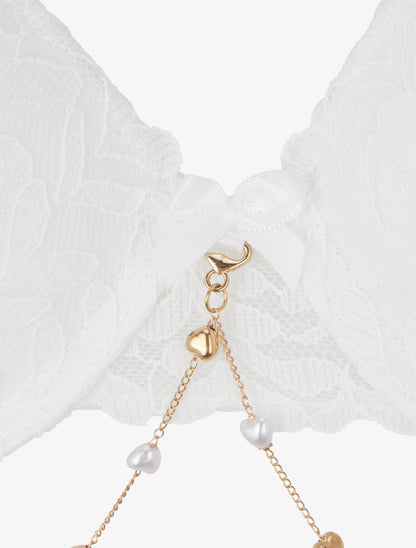 Ensemble lingerie à bijou coeurs - Blanc - 3