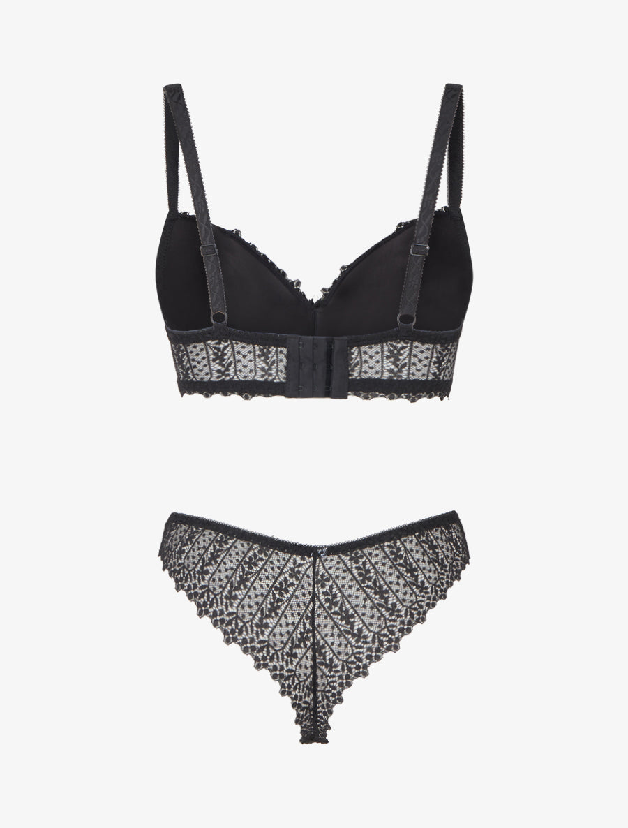Ensemble lingerie en dentelle fantaisie - Noir - 2