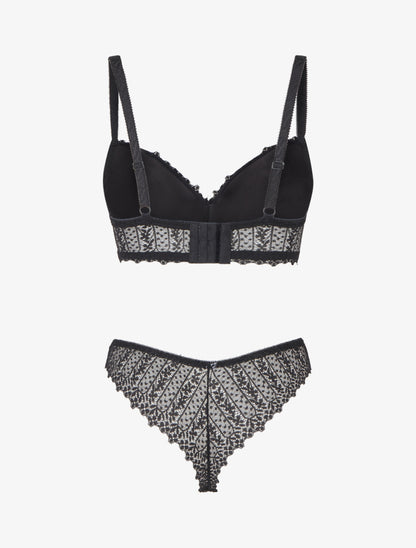 Ensemble lingerie en dentelle fantaisie - Noir - 2
