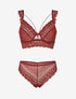 Ensemble lingerie en dentelle à liens - Terracotta - 1