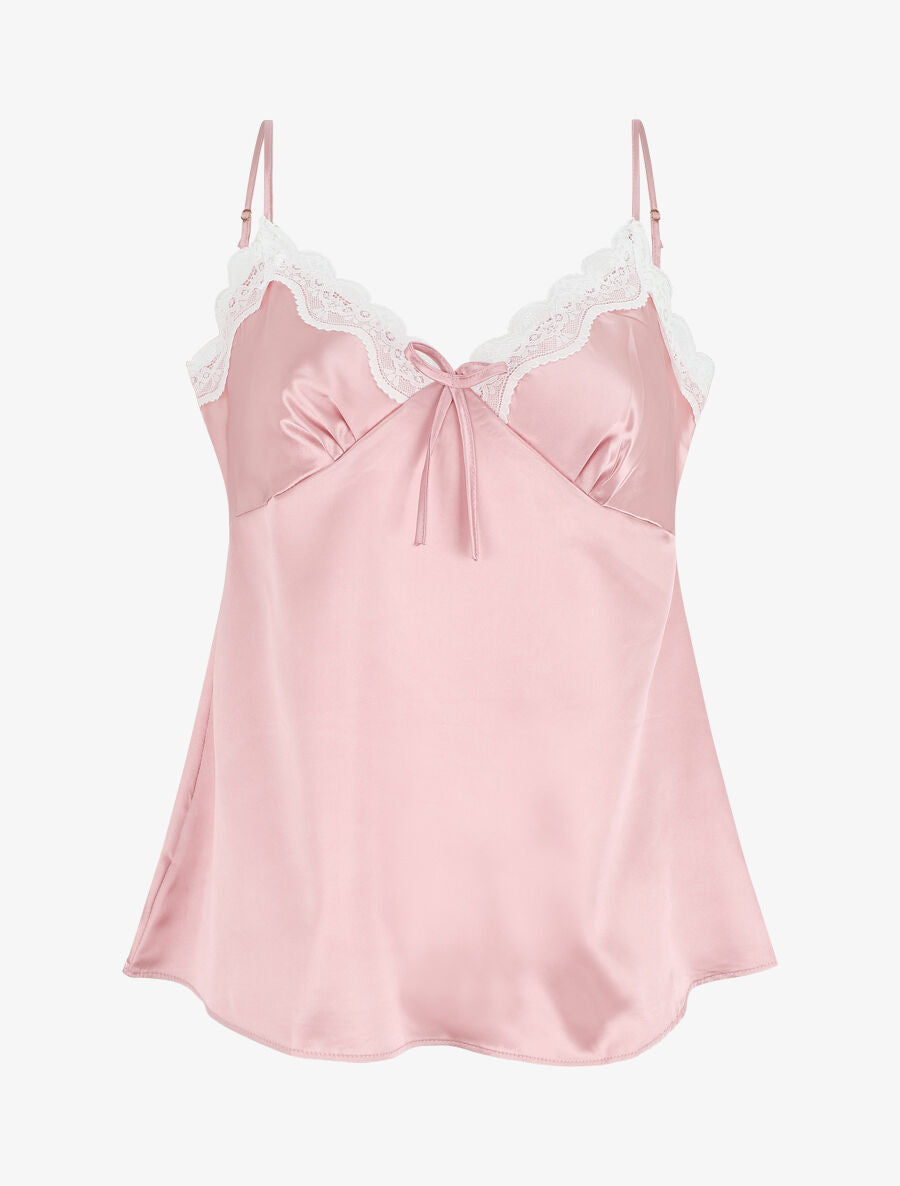 Ensemble caraco et short de pyjama satiné - Rose - 1
