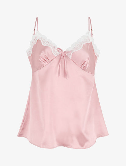 Ensemble caraco et short de pyjama satiné - Rose - 1