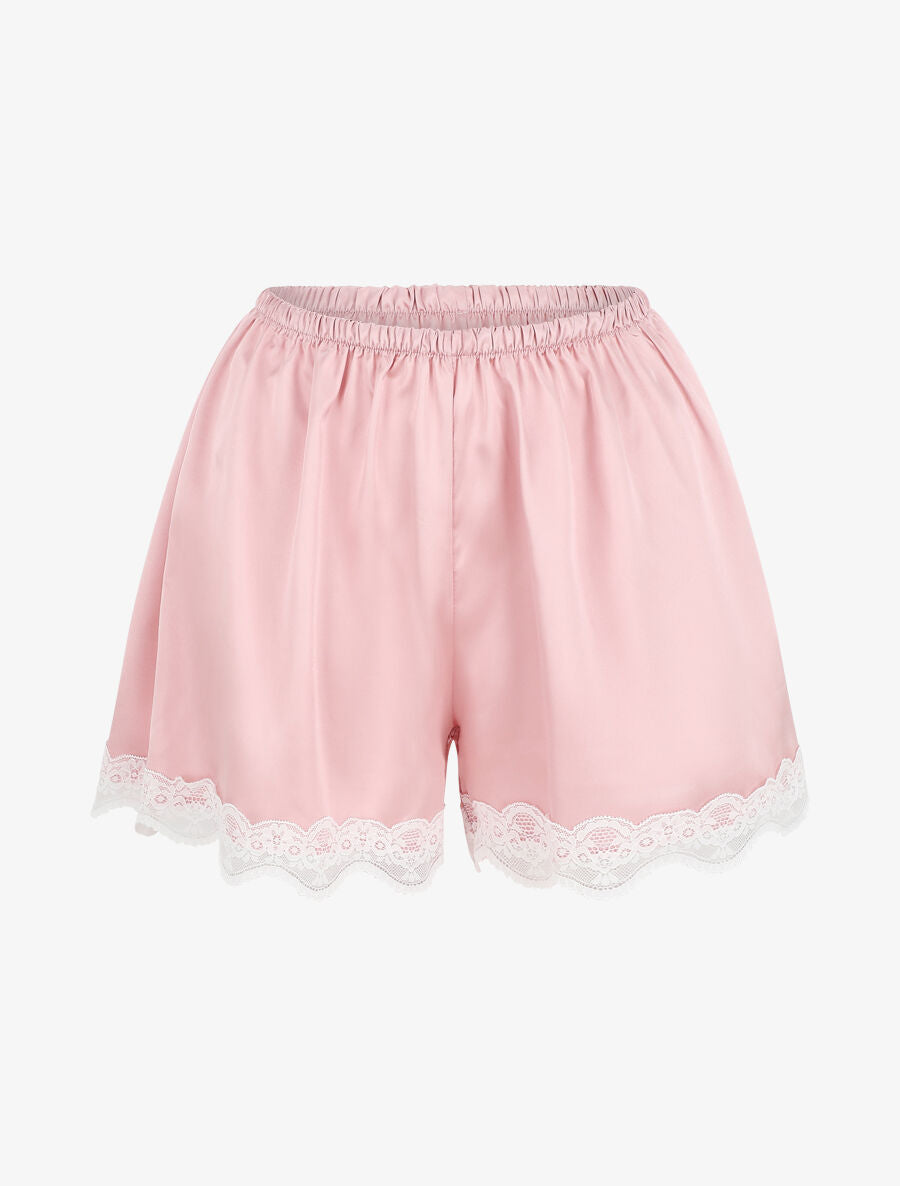 Ensemble caraco et short de pyjama satiné - Rose - 4