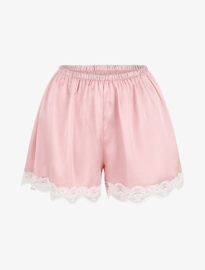 Ensemble caraco et short de pyjama satiné - Rose - 4