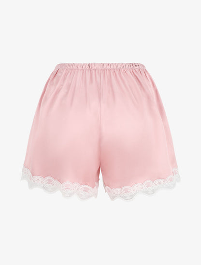 Ensemble caraco et short de pyjama satiné - Rose - 5