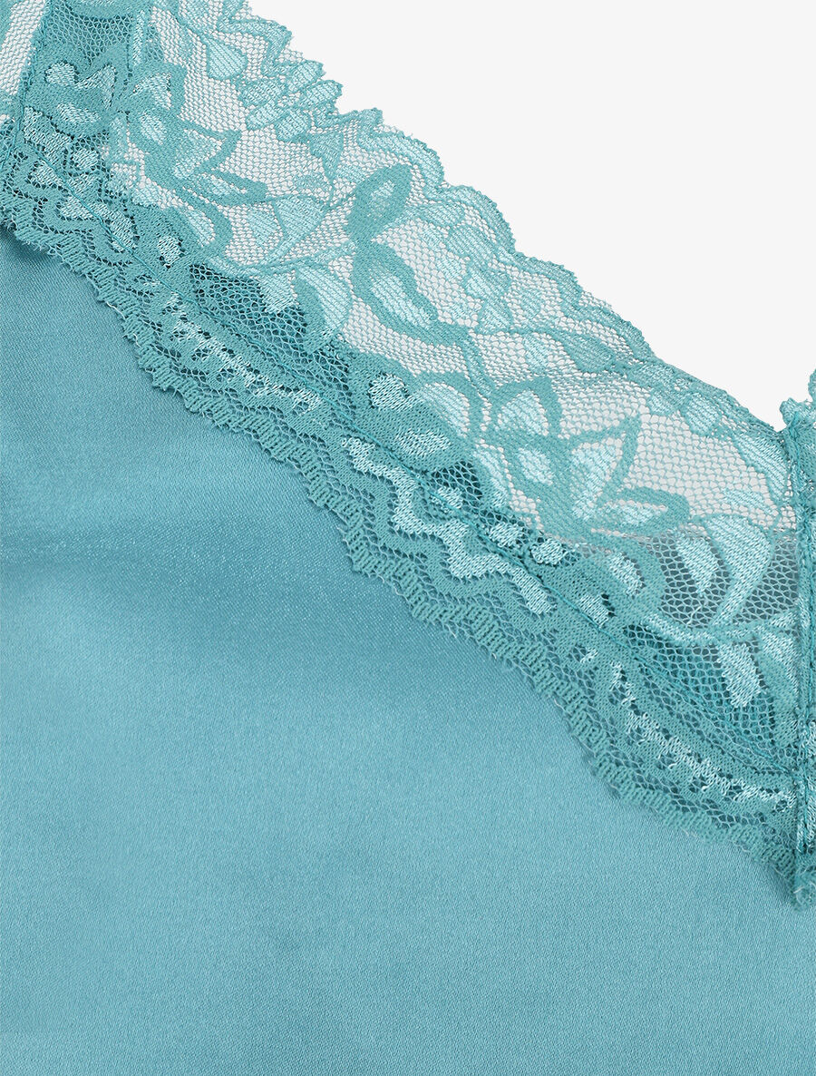 Ensemble caraco et short de pyjama à dentelle - Bleu - 3