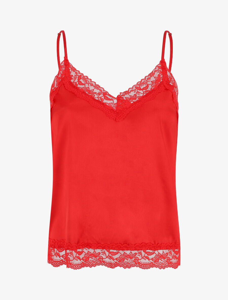 Ensemble caraco et short de pyjama à dentelle - Rouge - 6