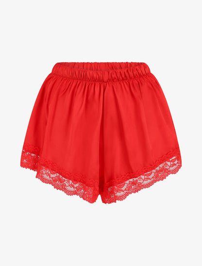 Ensemble caraco et short de pyjama à dentelle - Rouge - 4