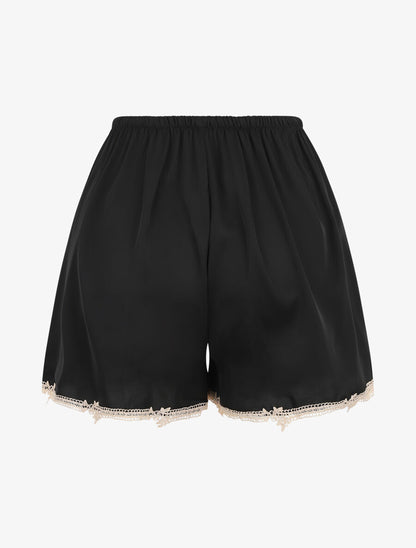 Ensemble caraco et short de pyjama satiné à dentelle - Noir - 5