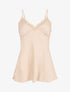 Ensemble caraco et short de pyjama satiné à dentelle - Beige rosé - 1
