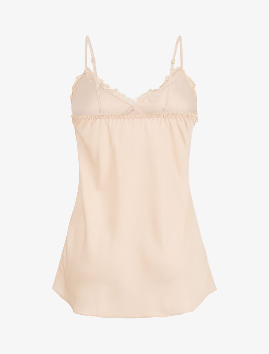 Ensemble caraco et short de pyjama satiné à dentelle - Beige rosé - 2
