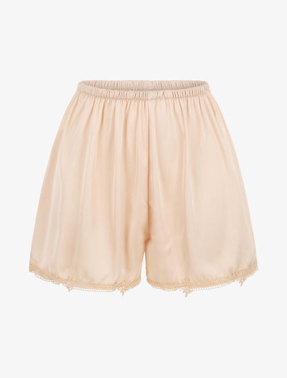 Ensemble caraco et short de pyjama satiné à dentelle - Beige rosé - 4
