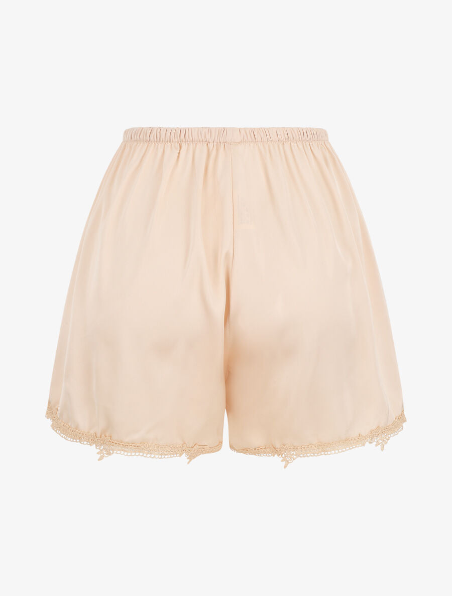 Ensemble caraco et short de pyjama satiné à dentelle - Beige rosé - 5