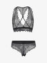 Ensemble soutien-gorge et shorty en dentelle - Noir - 1