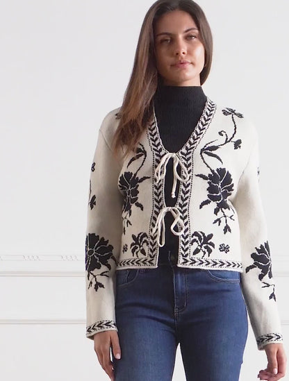 Chaleco para atar con estampado barroco - Blanco